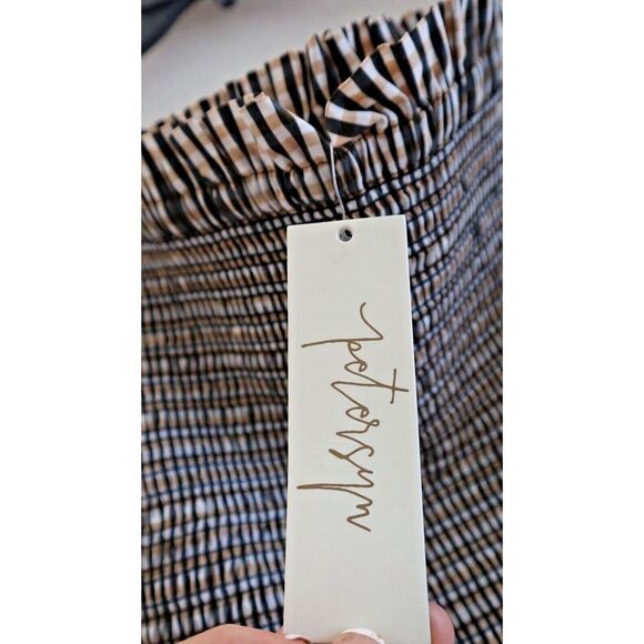 Petersyn Women's Sz M Sandbar Brown Check Barrett Smocked Ruffle Mini Skirt $245 - Picture 5 of 7